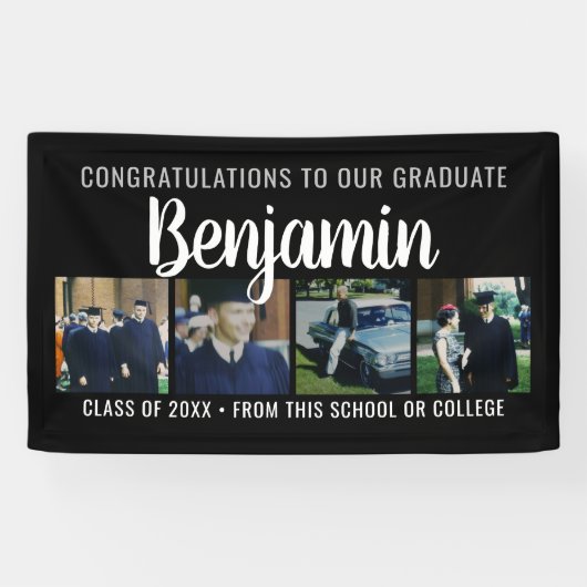 おめでとうございます大学院4フォトスクリプト名パーティー 横断幕 (横)