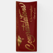 おめでとうございます大学院、金ゴールド・ブルゴーニュ 横断幕 (縦)