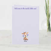 おめでとうございます女の子かわいいキリン紫 カード (裏面)