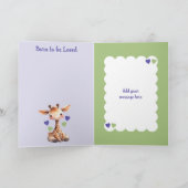 おめでとうございます女の子かわいいキリン紫 カード (内部)