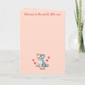 おめでとうございます女の子かわいいヒョウのピンク カード (裏面)