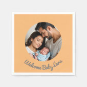 おめでとうございます女の子の男の子ピーチウェルカムカスタム スタンダードカクテルナプキン (正面)