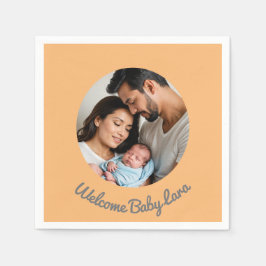 おめでとうございます女の子の男の子ピーチウェルカムカスタム スタンダードカクテルナプキン