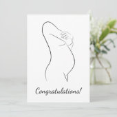 おめでとうございます妊娠ラインアート妊婦 カード (スタンド正面)