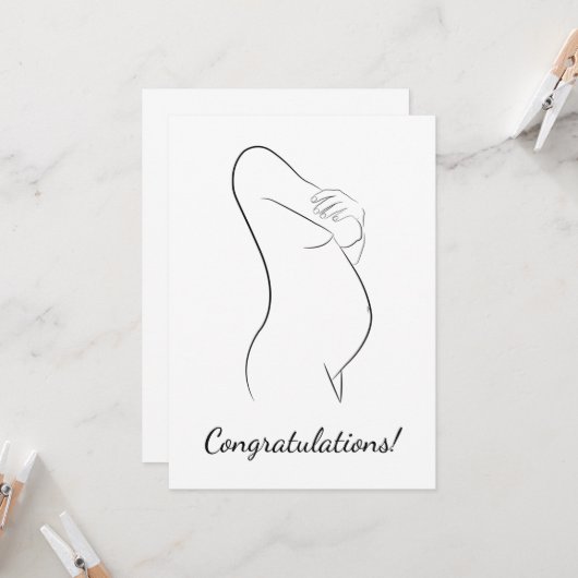 おめでとうございます妊娠ラインアート妊婦 カード (正面/裏面インサイチュ)