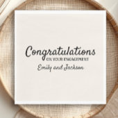 おめでとうございます婚約スクリプト名クリームホワイト スタンダードランチョンナプキン
