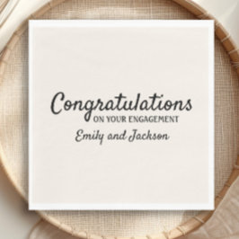 おめでとうございます婚約スクリプト名クリームホワイト スタンダードランチョンナプキン