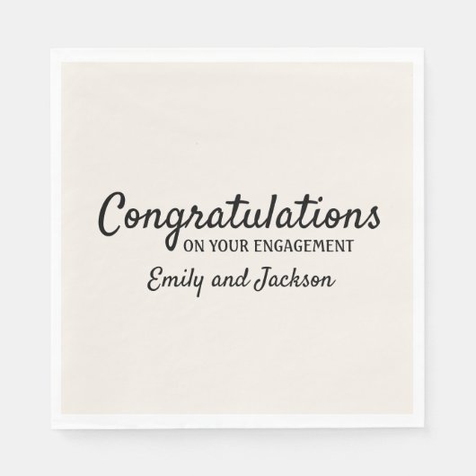 おめでとうございます婚約スクリプト名クリームホワイト スタンダードランチョンナプキン (正面)