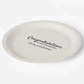 おめでとうございます婚約スクリプト名クリームホワイト ペーパープレート (アングル)