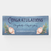 おめでとうございます婚約パーティピンクローズフラワー 横断幕 (横)