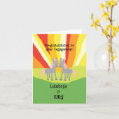 おめでとうございます婚約馬好き カード (黄色い花)