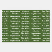 おめでとうございます学名ダークグリーン卒業 ラッピングペーパーシート (正面3)