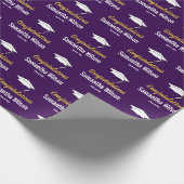 おめでとうございます学名ダークパープル金ゴールドホワイト ラッピングペーパー (角)