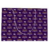 おめでとうございます学名ダークパープル金ゴールドホワイト ラージペーパーバッグ (裏面)