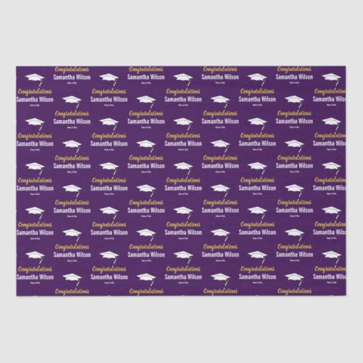 おめでとうございます学名ダークパープル金ゴールドホワイト 薄葉紙 (正面)