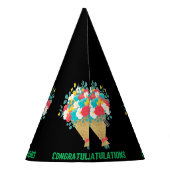 おめでとうございます文字フラワーイメージ工芸品 パーティーハット (裏面)