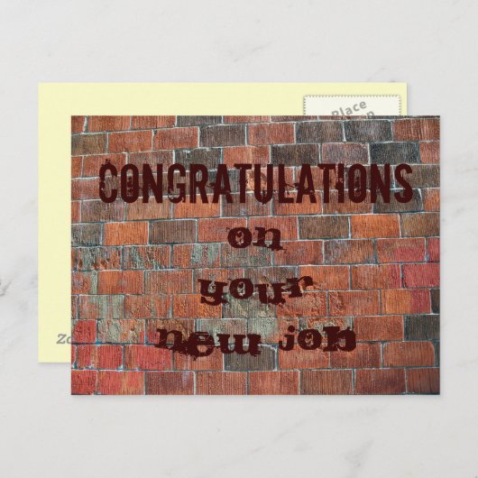 おめでとうございます新しいジョブブリックの壁 ポストカード (正面/裏面)