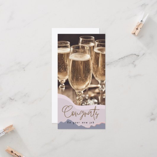 おめでとうございます新しいジョブモダンエレガントおめでとう カード (正面/裏面インサイチュ)