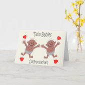 おめでとうございます新しいツインベビーカード カード (黄色い花)