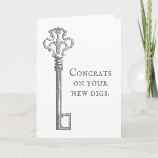 おめでとうございます新しいホームおもしろいヴィンテージテンプレート カード (正面)