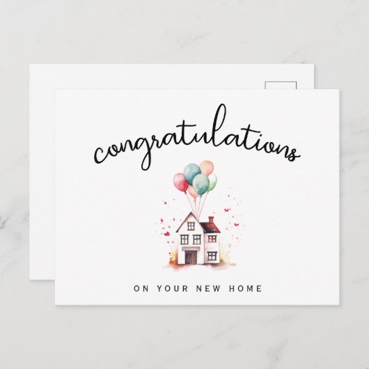 おめでとうございます新しいホームオーナーバルーンエテ実在ート ポストカード (正面/裏面)