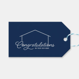 おめでとうございます新しいホームシルエット編集可能カラー ギフトタグ