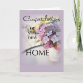 おめでとうございます新しいホーム，花 カード (正面)