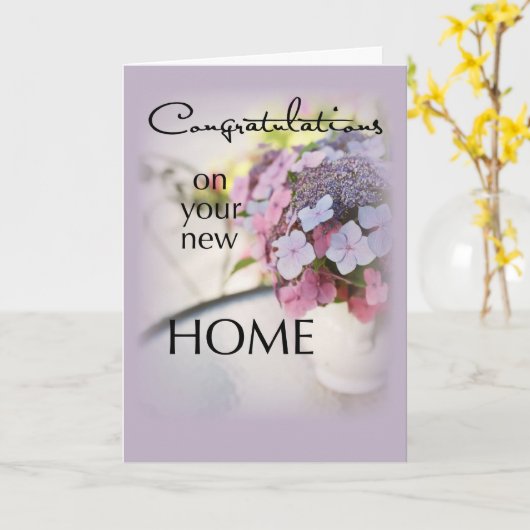 おめでとうございます新しいホーム，花 カード (黄色い花)