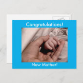 おめでとうございます新しい母の青の背景 ポストカード (正面/裏面)