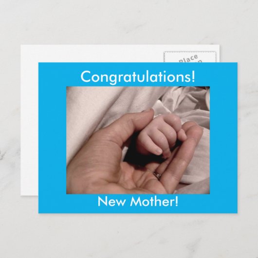 おめでとうございます新しい母の青の背景 ポストカード (正面/裏面)