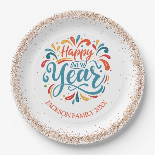 おめでとうございます新年カスタム ペーパープレート (正面)