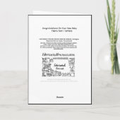 おめでとうございます新生児おもちゃ カード (裏面)