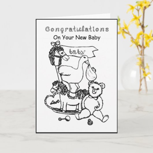 おめでとうございます新生児おもちゃ カード (黄色い花)