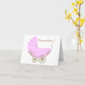 おめでとうございます新生児の女の子の挨拶車 カード (黄色い花)