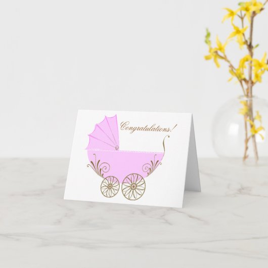 おめでとうございます新生児の女の子の挨拶車 カード (黄色い花)