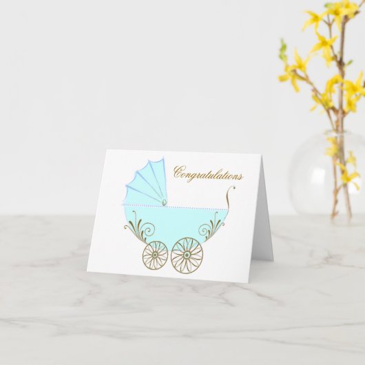 おめでとうございます新生児の男の子の挨拶車 カード (黄色い花)