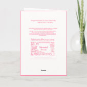 おめでとうございます新生児ピンク子供部屋 カード (裏面)