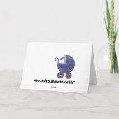 おめでとうございます新生児少年とブループラムアート カード (裏面)