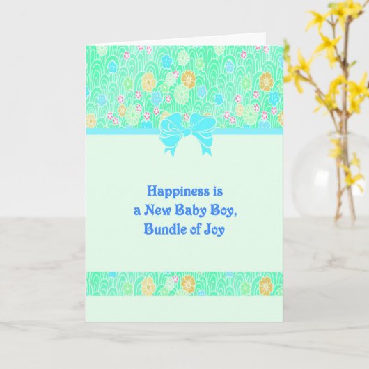 おめでとうございます新生児少年 カード (黄色い花)