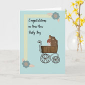 おめでとうございます新生児少年 カード (黄色い花)