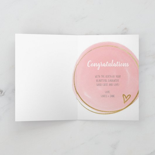 おめでとうございます新生児·ガール·ウェルカム カード (内部)