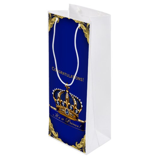 おめでとうございます新生児・ボーイ・プリンス ワインギフトバッグ (裏面アングル)