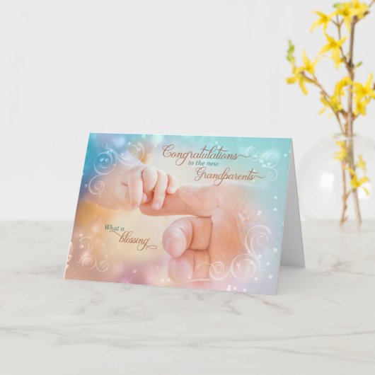 おめでとうございます新祖父母の優しい恵み カード (黄色い花)