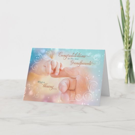 おめでとうございます新祖父母の優しい恵み カード (正面)