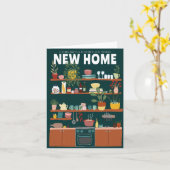 おめでとうございます新築移転かわいいキッチン カード (黄色い花)