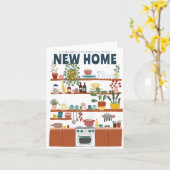 おめでとうございます新築移転かわいいキッチン カード (黄色い花)