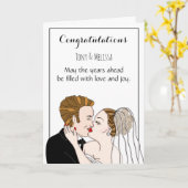 おめでとうございます新郎新婦パーソナライズされた カード (黄色い花)