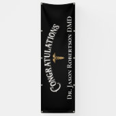 おめでとうございます歯科エレガント黒金ゴールド 横断幕 (縦)