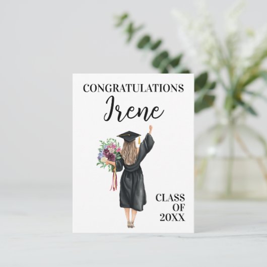 おめでとうございます水彩院生の花 ポストカード (スタンド正面)