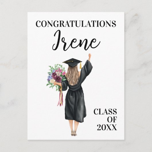 おめでとうございます水彩院生の花 ポストカード (正面)